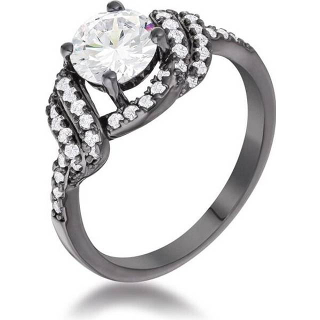 Blackplated Cubic zirconia Pave Twist Fashion Ring