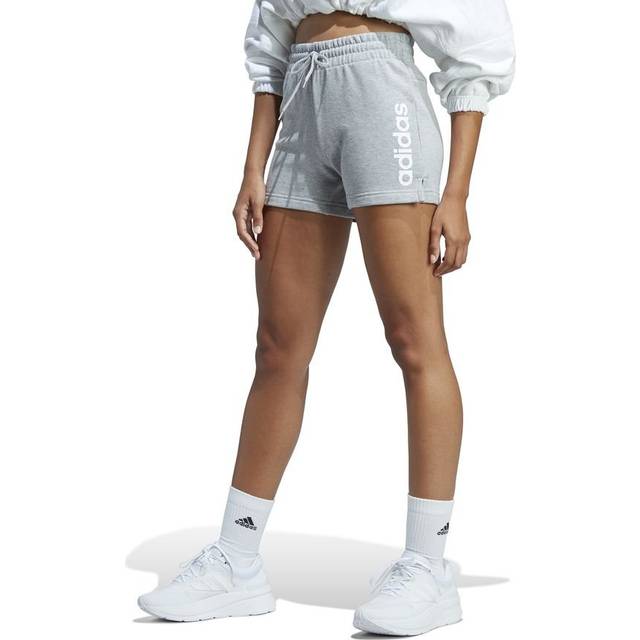 Essentials Linear French Terry Shorts - Medium Grey Heather / White - 2XS