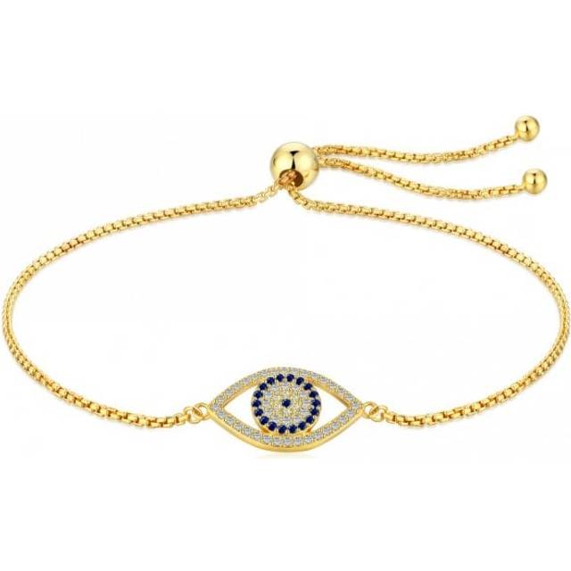 Sterling Silver Gold Plated Evil Eye Bracelet ERLB045