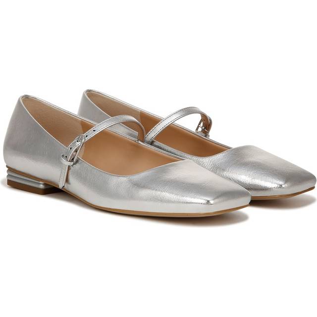 Franco Sarto Womens Tinsley Mary Jane Flats Silver Metallic 8.5 M