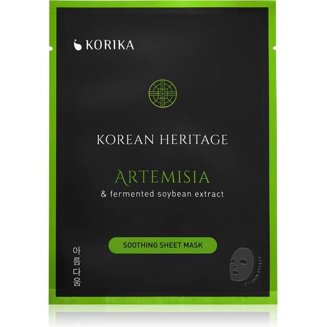 KORIKA Korean Heritage Artemisia & Fermented Soybean Extract Soothing Sheet Mask Lindrande arkmask för ansiktet 25 g