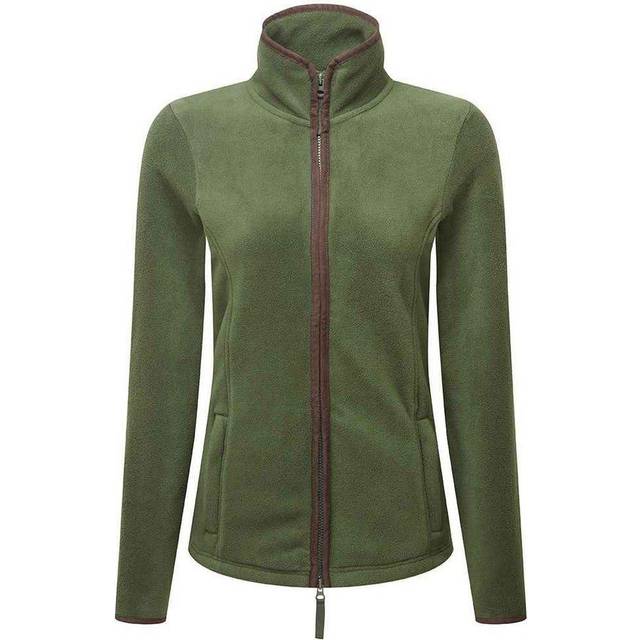(XL, Moss Green/Brown) Premier Womens/Ladies Artisan Contrast Trim Fleece Jacket