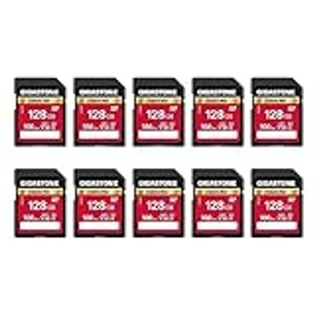 Gigastone 128GB 10-Pack SD Card  Camera Plus  V30 U3 SDXC Memory Card High Speed UHD Video Compatible with Canon Nikon Sony Panasonic Digital Camera