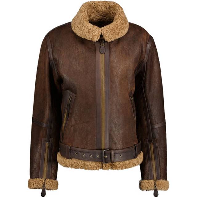 Belstaff Wilder Jacket Men's Aviator Shearling Ebony/Dark Sandstone Size UK 42