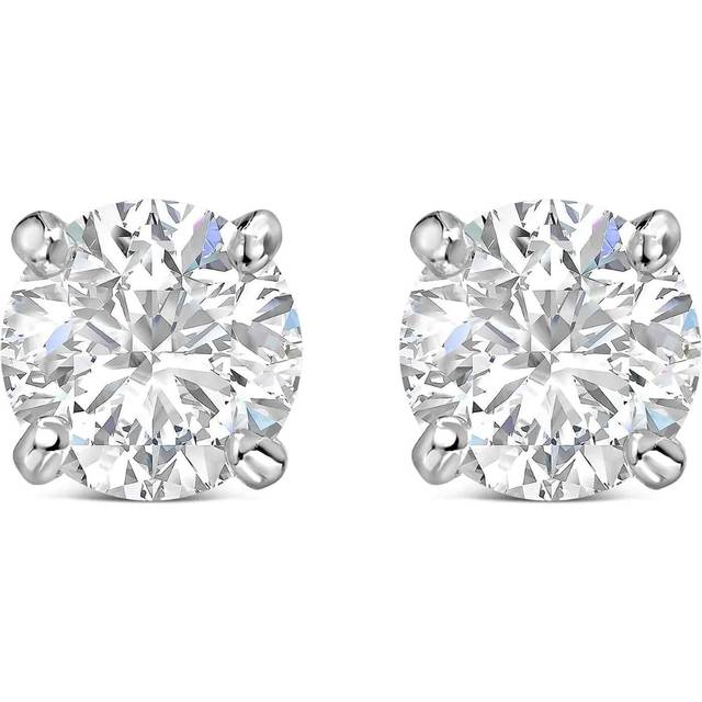 Sterling Silver Cubic Zirconia Medium Claw Stud Earrings - One Size