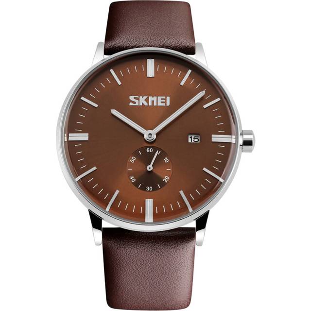 Skmei mens classic watch genuine leather strap date display available 4 colours