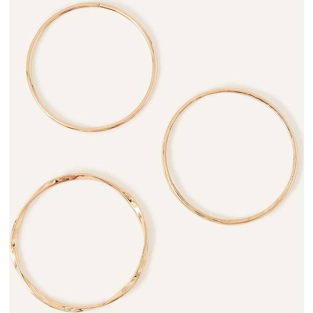 Gold Twist Bangles Set of Three, Size: 7Cm, Women's - Accessorize - 7cm