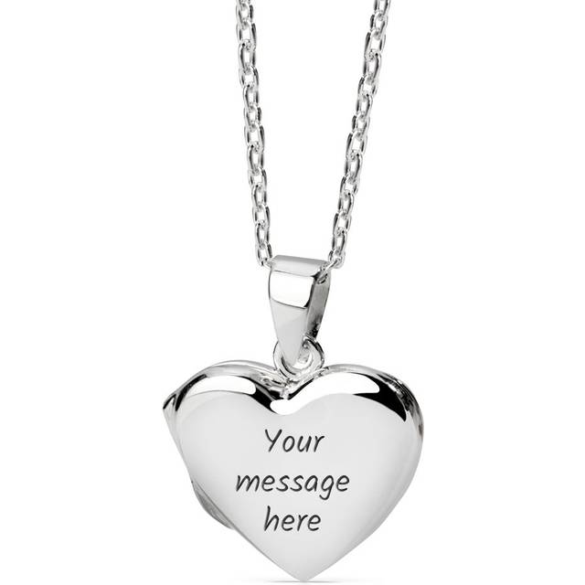 John Greed Signature Silver Plain Flat Heart Locket Necklace For Women - silver