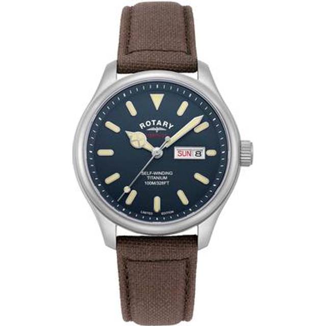 Rotary Men's Blue Dial Brown Nylon Strap Watch