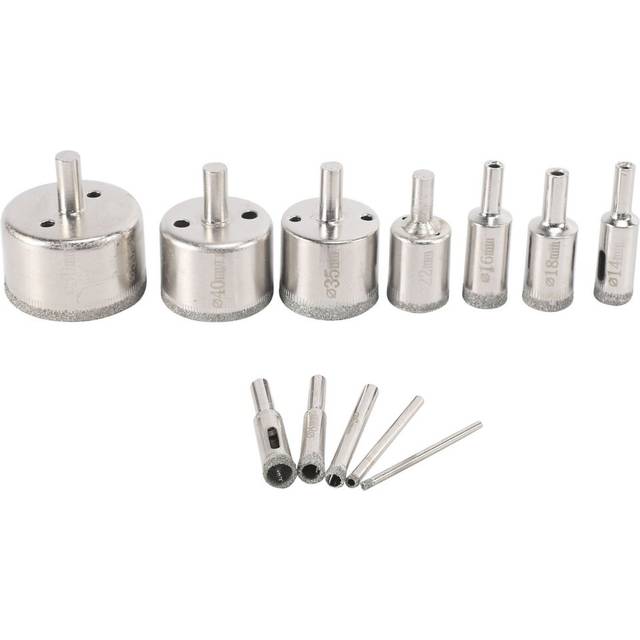 12Pcs Diamond Drill Bits Glass Tile Bits Set, Hollow Core Drill Bits, Extractor Remover Hole Saws for Glass, , Porcelain, Ceramic Tile