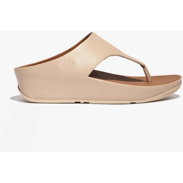 Fitflop Shuv Leather Toe-Post Womens - Beige - Size UK 8