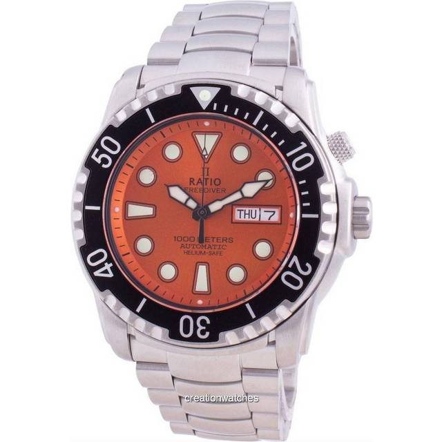 Ratio FreeDiver Helium-Safe 1000M Sapphire Automatic 1068HA96-34VA-ORG Men's Watch orange