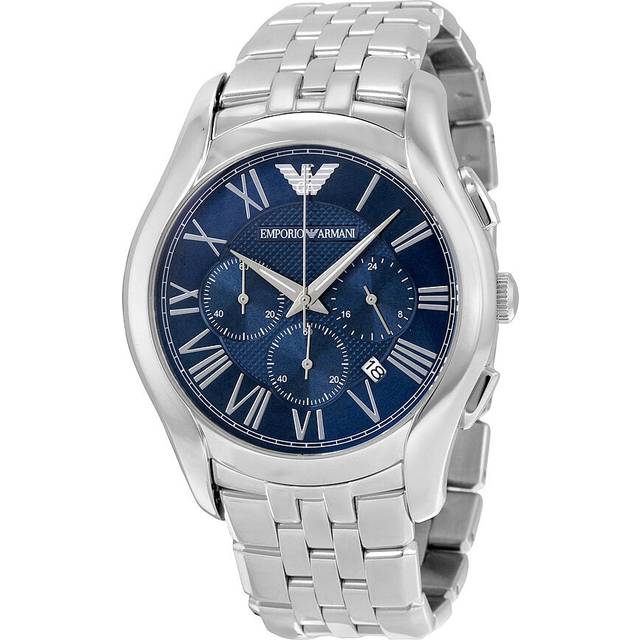 Emporio Armani AR1787 Blue Chronograph Dial Men's Watch - Silver (One Size)