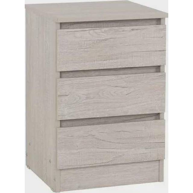 Seconique Malvern 3 Drawer Urban Snow Bedside Table - White - 3 Drawers