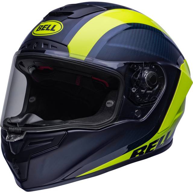 Bell Race Star Flex Dlx Motorcycle Helmet Tantrum 2 Blue Yellow & Protint Visor