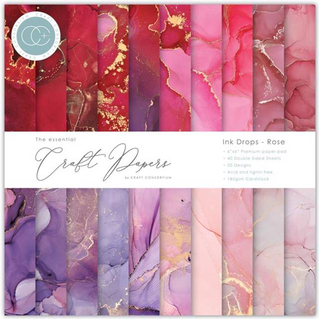 Paper Pad 6x6 - Craft Consortium - Ink Drops Rose