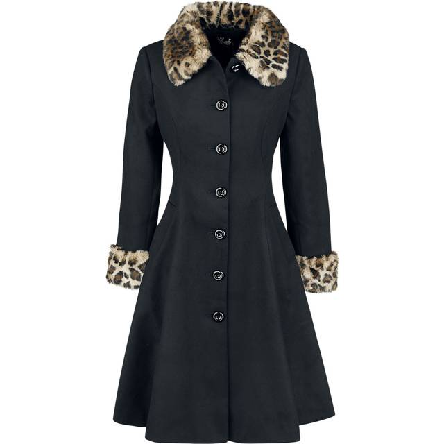 Hell Bunny - Rockabilly Rockar - Robinson Coat - S - för Dam - svart/leopard