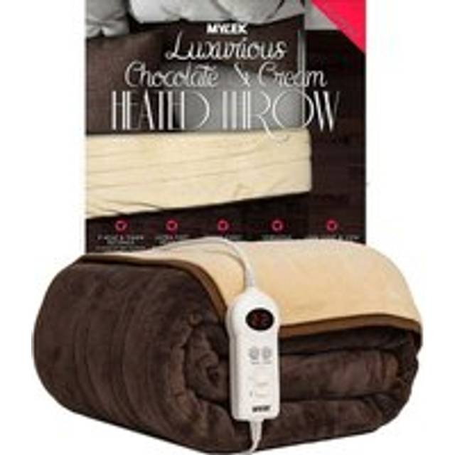 MYLEK Luxury Soft Electric Heated Throw Over Blanket - 9 Heat & Timer Settings, Brown