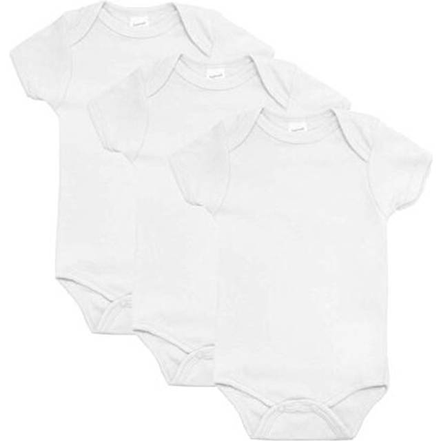 Baby Bodysuits, Short Sleeved Cotton Vests, Popper Fastening, UK Brand, 3 Pack, White, 3-6 Months