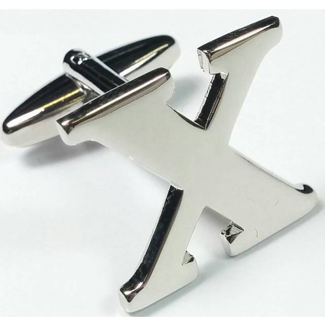 (Letter X) Mix And Match Silver Alphabet Letter Cufflinks Sold Individually So You Can Choose Custom Letters - Please Purchase 2 Cufflinks To Complete