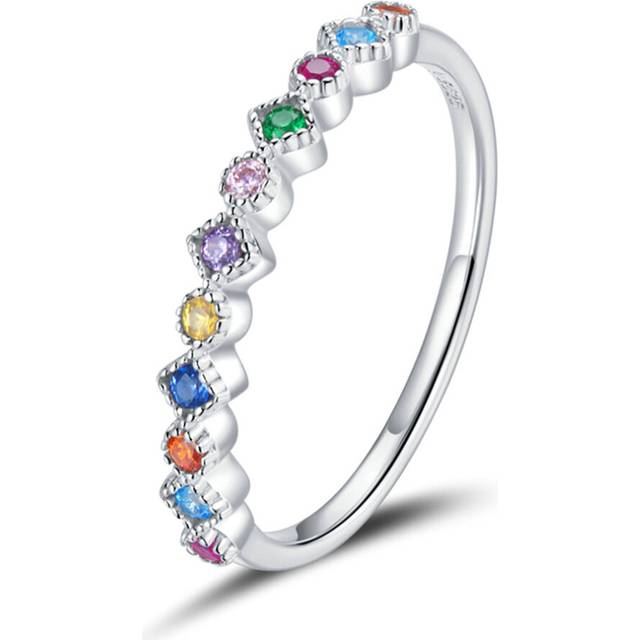 Silver plating Ring Engrave Rainbow Finger Rings for Women Wedding Ring Jewelry_8