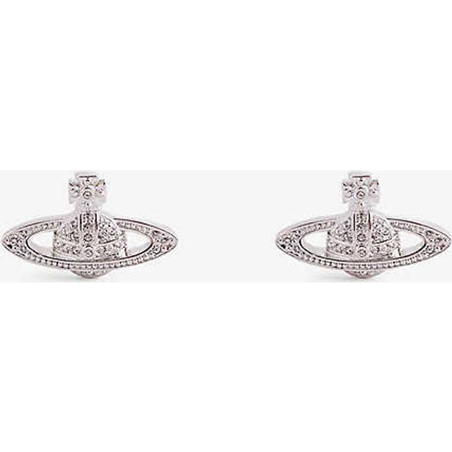 Vivienne Westwood Jewellery Womens Platinum/ Crystal Mini Bas Relief Platinum-plated Brass Stud Earrings