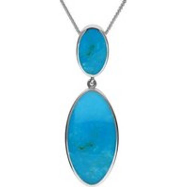 Sterling Silver Turquoise Oval Drop Necklace