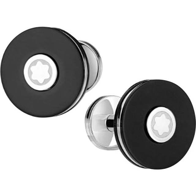 Montblanc Pix Stainless Steel Black Resin Star Cufflinks - Silver