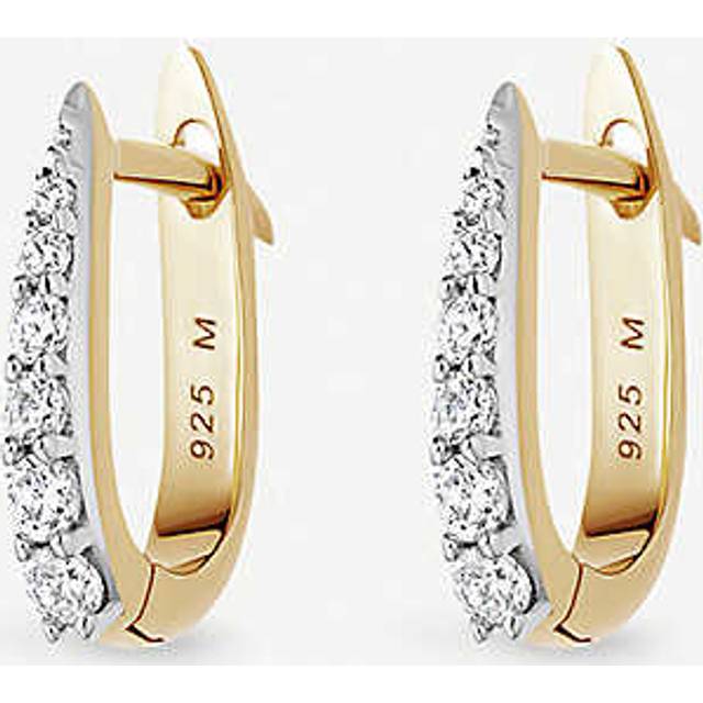 Pav&#233; Claw 18ct gold-plated vermeil and cubic zircona huggie earrings - Gold/Clear
