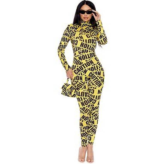 Sexy Caution Tape Women&#39;s Costume - Black&#47;Yellow (XS/S)