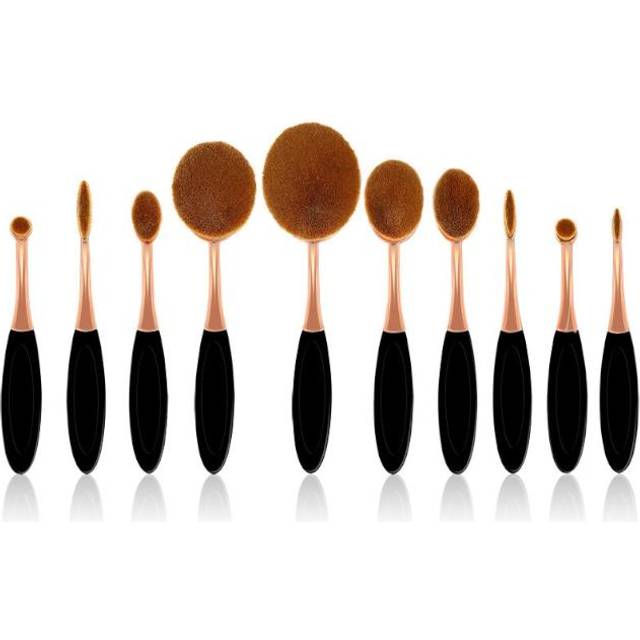 Make Up Sets 10 Pcs Oval Packed With Box Foundation Contour Blush Concealer Eyebrow Eyeliner Blending Cosmetics Toothbrush Curve Makeup Tools Brushes