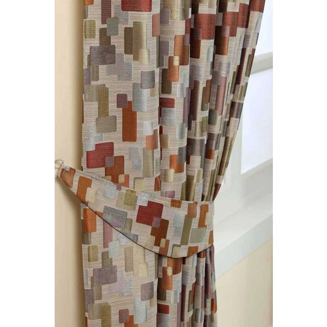 Homescapes Multi-Colour Jacquard Tie Back Pair Abstract Design