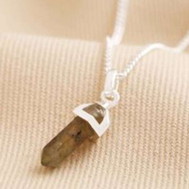 Labradorite Crystal Point Pendant Necklace in Silver - silver/grey - one size