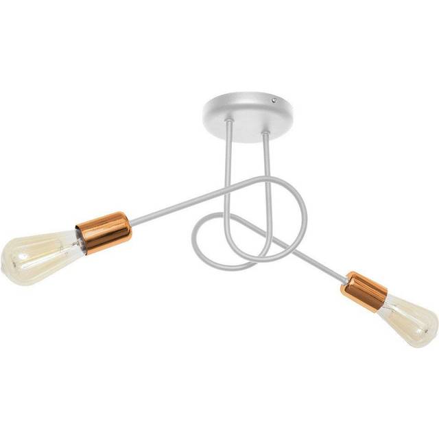 Helam - Oxford Multi Arm Semi Flush Ceiling Light White, Copper 38cm