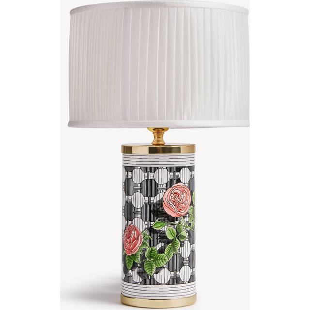 FORNASETTI Cylindrical lampshade in pleated fabric white - 100% cupro fabric
