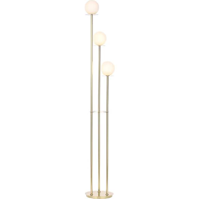 Litecraft Saucer Floor Lamp 3 Light With Ball Shades - Satin Brass