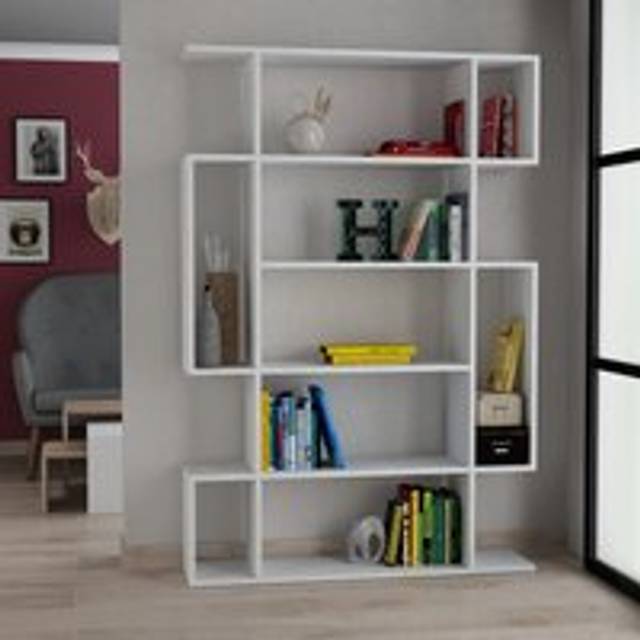 Decortie Mito Modern Bookcase Display Unit Tall 161cm - White