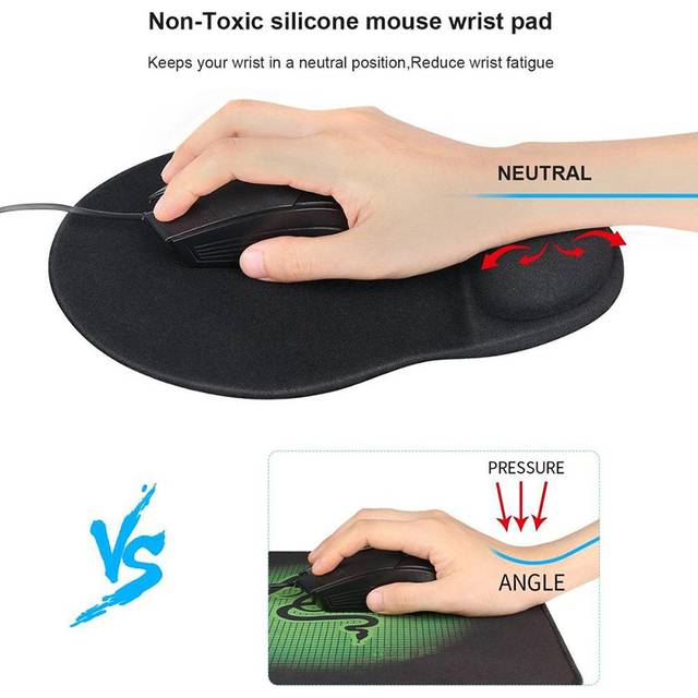 Handledsstöd Musmatta Memory Foam Ergonomisk design kontorsmusmatta med halkfritt handledsstöd svart