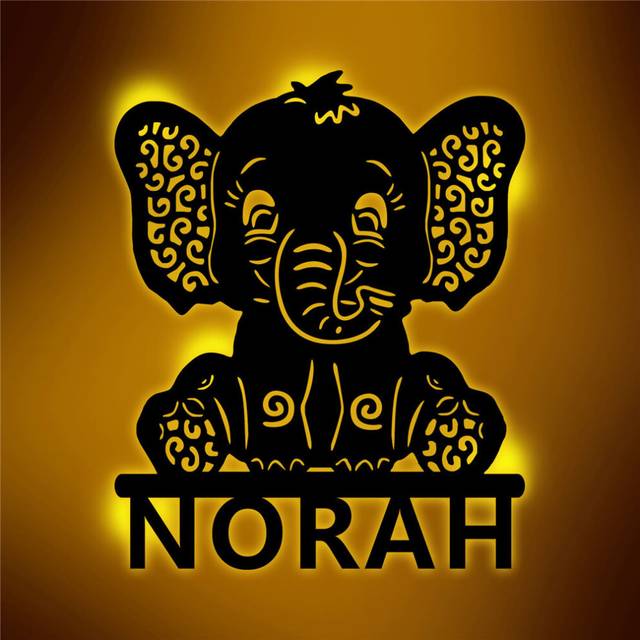 ( 1,  30cm) Cartoon Animal LED Baby Light Personalized Name Elephant/Dinosaur/Lion/Monkey/Deer Wood Night Light for Home Bedroom