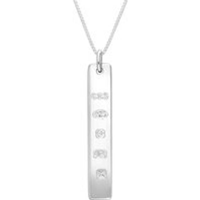 Sterling Silver Hallmark Polished Ingot Pendant Necklace - Silver