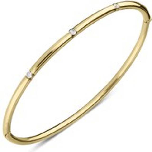 18ct Yellow Gold Diamond Hinged Bangle