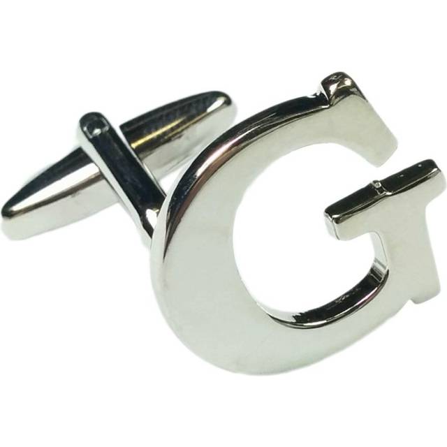 (Letter G) Mix And Match Silver Alphabet Letter Cufflinks Sold Individually So You Can Choose Custom Letters - Please Purchase 2 Cufflinks To Complete
