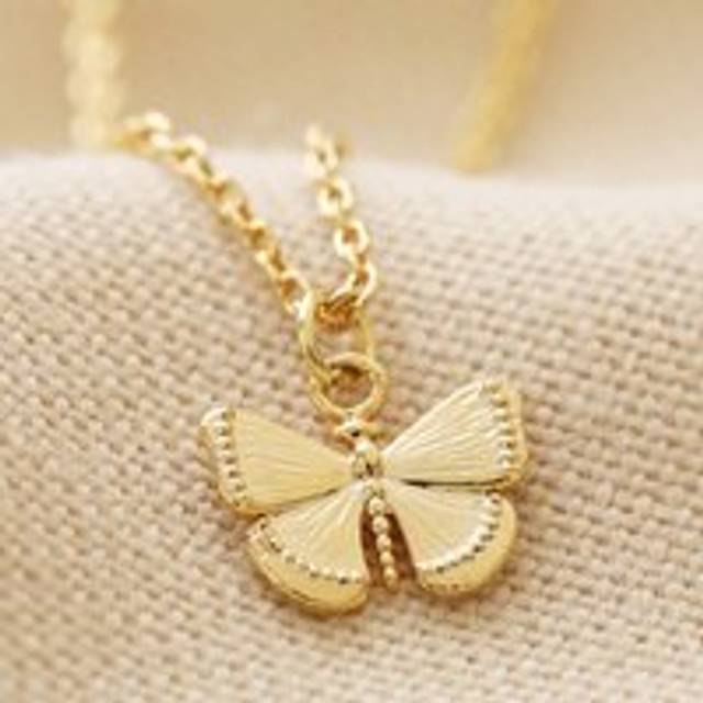Tiny Butterfly Pendant Necklace in Gold - gold - one size
