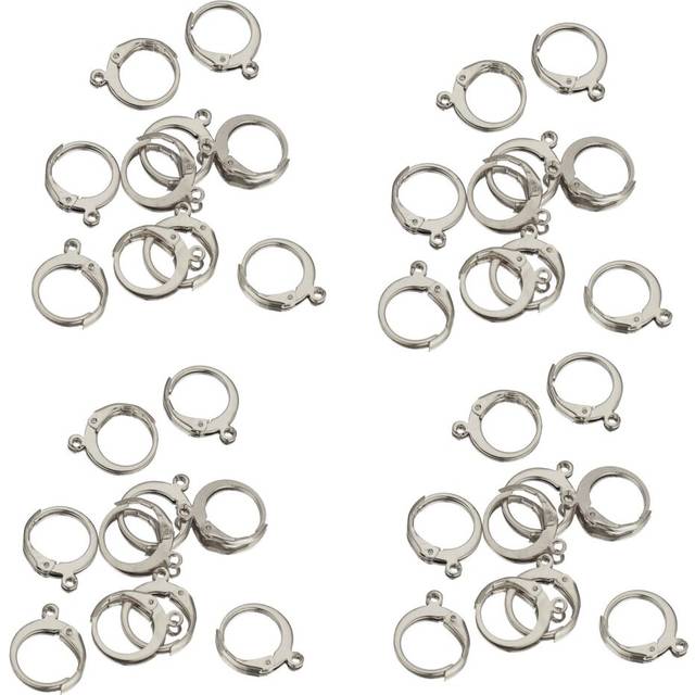 100pcs Earrings Silver Hypoallergenic Round Leverback Ear Hooks Clasp Findings Bulk