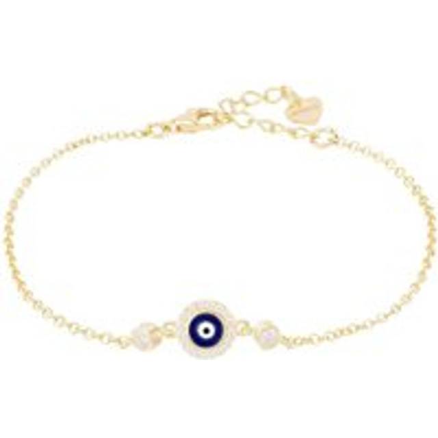 Evil Eye Enamel Dark Blue Bracelet Gold - White - One Size
