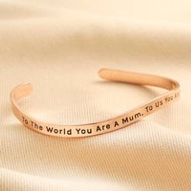 Adjustable Mum Meaningful Word Wave Bangle in Rose Gold - rose gold - one size