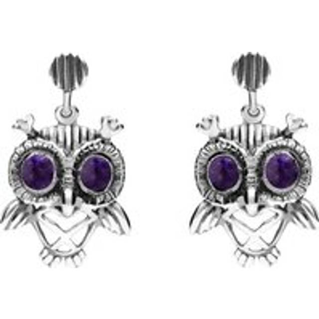 Sterling Silver Blue John Owl Stud Earrings
