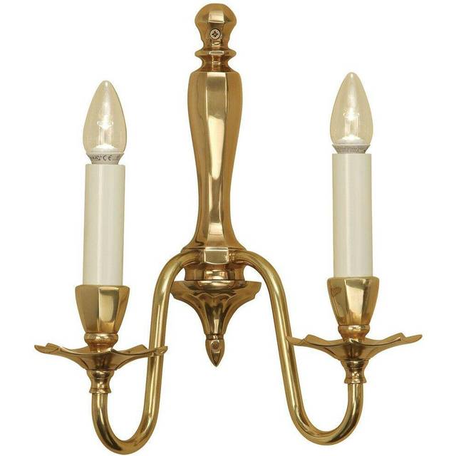 Luxury Traditional Twin Wall Light Solid Brass & Ivory Candelabra Dimmable Lamp