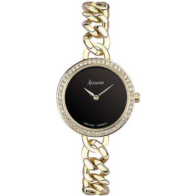 Accurist Accurist Jewellery Ladies Watch | Gold Case & Stainless Steel Bracelet with Black Onyx Dial | 28mm