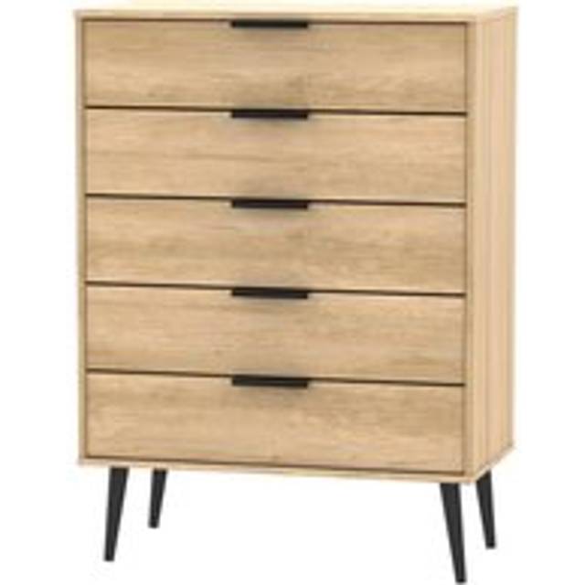 Welcome Furniture Ready Assembled Hirato 5 Drawer Chest - Nabraska Oak, Brown